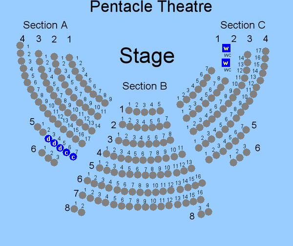  Pentacle Theatre seating map with sections